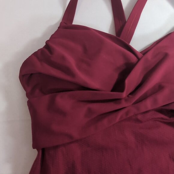 Lululemon Wrap it Up Tank Top Shirt Red V-Neck Wrap Cross Front Cranberry 12 - Picture 13 of 15